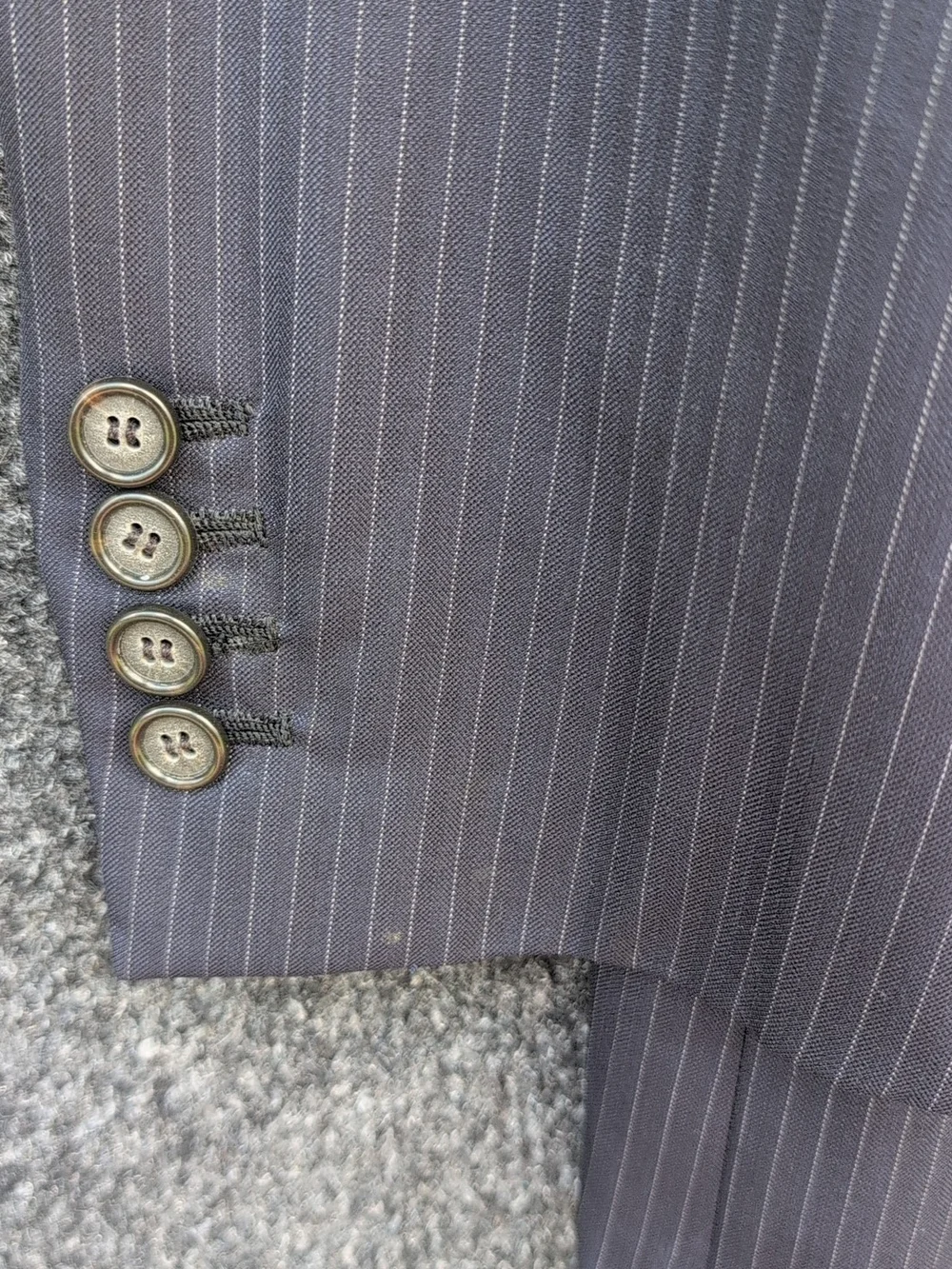Brooks Brothers Thome Brown Jacket BB 0 Blue Pinstriped Wool Black Fleece Italy